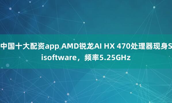 中国十大配资app AMD锐龙AI HX 470处理器现身Sisoftware，频率5.25GHz